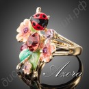 Кольцо Multicolour Insects and Flower Ring 18K Real Gold Plated SWA ELEMENTS Austrian Crystal